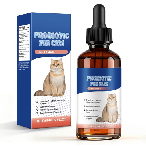 [BRSREBICOR7GAAY6] Cat Probiotics for Digestive Support | 60ml Probiotic for Cats with Digestive Enzymes & Prebiotics Supports Gut Health, Immune System