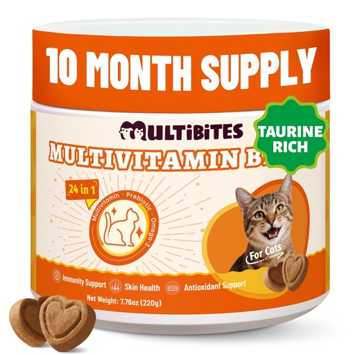 [BRSRGZQOAEBW2CL5] 330 Bites 24-in-1 Cat Vitamins with Taurine for Indoor Cats | Cat Multivitamins for Indoor Cats with Coq10, Lysine, and Omega-3. Supports Heart Health, Immunity, and Shiny Skin & Coat