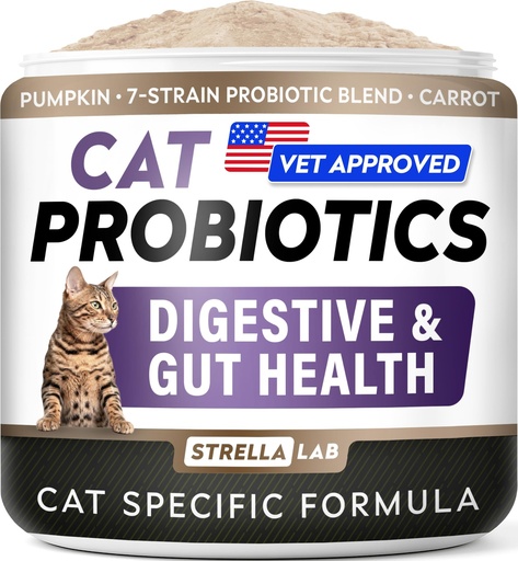 [BRSRGBAHDMIGYETZ] STRELLALAB Cat Probiotics Powder, 108 Scoops – Daily Probiotic for Cats | Immunity, Digestive & Gut Health Support, Diarrhea Relief – Feline Supplement with 3 Billion CFU, Prebiotics Fiber, Pumpkin