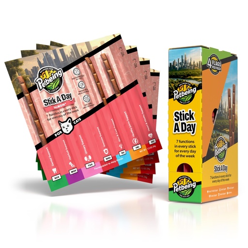 [BRSRAGAKOQAWK23H] Stick a Day for Cats | Daily Real Meat Cat Chew Sticks with 7-in-1 Wellness Support | Salmon Cat Treats with Vitamins & Nutrients | Salmon Flavor, 28 Count