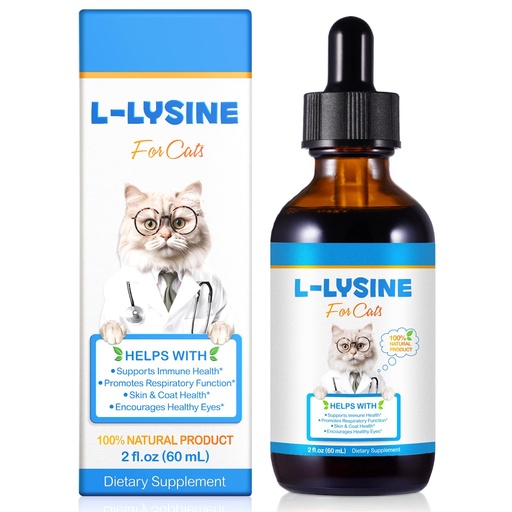 [BRSREHADB4JRSFLZ] NIFEISHI L-Lysine Liquid Supplement for Cats - for Respiratory Health, Sneezing, Runny Nose & Eye Care - for Cats of All Ages, Easy-to-Use Liquid Drops, 60ml/2oz