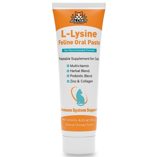 [BRSRECA5OV4AMDLG] L-Lysine for Cats Oral Paste – Immune & Respiratory Support for Felines – with Collagen, Zinc, Multivitamins & Probiotics – Natural Chicken Flavor, 4.23 oz (Orange, 1 Pack)