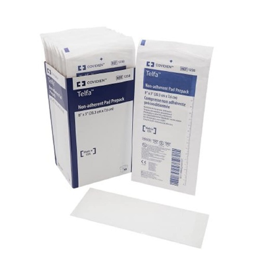 [BRSRGZQ2AACROG3H] Covidien 1238 Telfa Non-Adherent Pads Prepack, 8" x 3" Size, Pack of 50 | Dressing