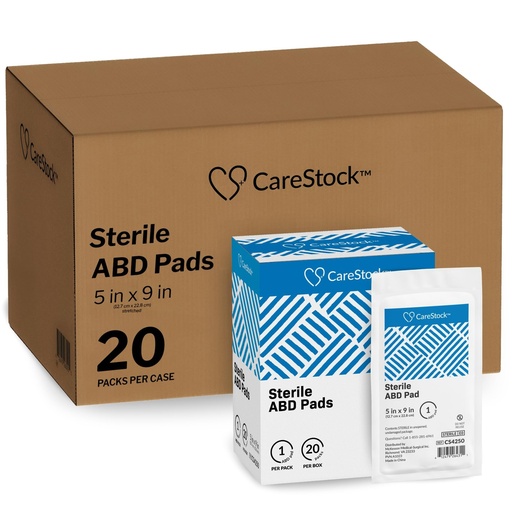 [BRSRA2T5CEHRQCDA] CareStock Abdominal Pads 5x9 in [400-Pack] Sterile ABD Pads, Extra Absorbent, Individually Wrapped, Wound Care First Aid, 20 Count, Pack of 20