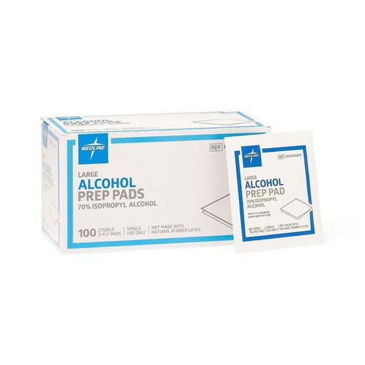 [BRSWI2YAC4BGI2Q3] Medline Sterile Alcohol Prep Pads, Large, 100 Count