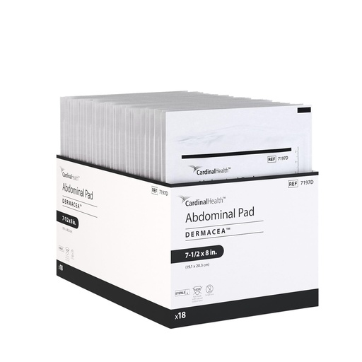 [BRSRGAI2BEIAKA3B] Dermacea™ Abdominal Gauze Pad, Sterile, 7.5 x 8IN, 7197D, 1 Box of 18
