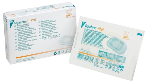 [BRSWIZY4CAJQMF3A] 3M™ Tegaderm™ +Pad Film Dressing with Non-Adherent Pad, 3586 | Model 3586. Case pack: 4 Cartons/case; 25/Carton. Dressing for professional healthcare use.