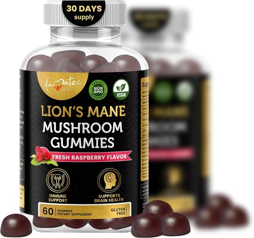 [BRSROATYDNYWODTG] Aamatec Life Mushroom Gummies for Adults | 10 Mushroom Complex with Lions Mane Reishi Chaga & Cordyceps Mushroom | Brain, Immune & Energy Support | Raspberry Flavor