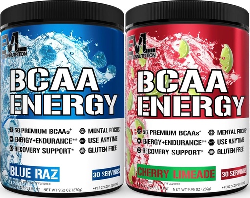 [BRSRGEADCUHQICQV] Evlution Replenishing BCAAs Amino Acids Powder for Pre & Post Workout (Blue Raz and Cherry Lime, 30 Servings Each)