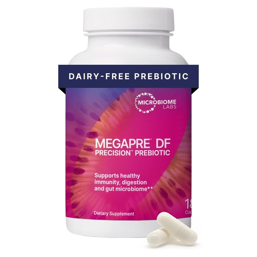 [BRSRM2Y6AUBGOD3K] Microbiome Labs MegaPre DF - Dairy-Free Prebiotic Fiber Supplement - Gut Health Prebiotics for Women, Men & Kids 3+ - Support Microbial Diversity (180 Capsules)