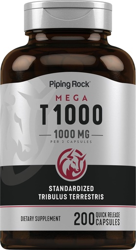 [BRSWIFDQAV5WM3TY] Piping Rock Tribulus Terrestris for Men and Women 1000mg | 200 Capsules | Standardized Supplement | Mega T1000 | Non-GMO, Gluten Free