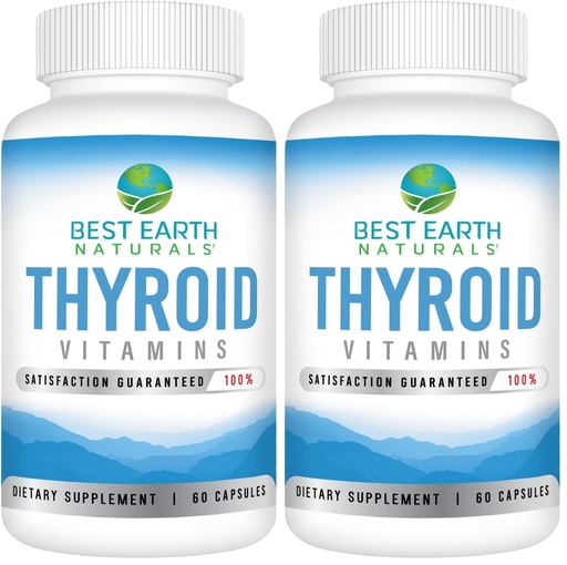 [BRSREAL5DMFBEH3B] Best Earth Naturals Thyroid Support Supplement for Women and Men - 60 Capsules (Pack of 2)