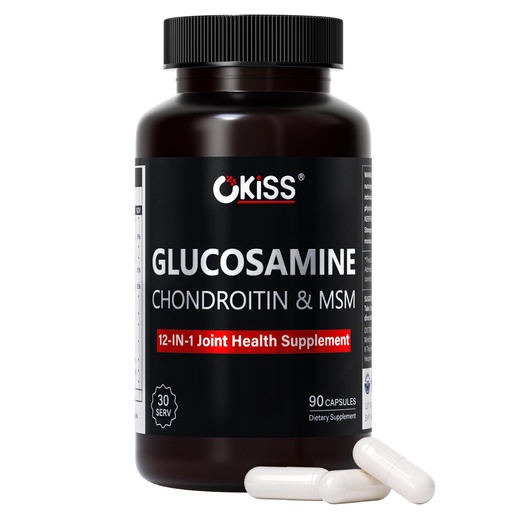 [BRSRYFT7B4HAAGTB] Okiss Glucosamine Chondroitin MSM Joint Support Supplement, 90 Capsules | 1500mg Glucosamine Sulfate · Chondroitin MSM · Vit D3 K2 · Eggshell Membrane · Non-GMO · Joint & Cartilage Support