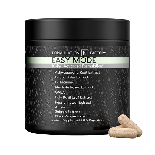 [BRSRGCAQOQNAEG3U] Easy Mode 10-in-1 Stress & Mood Support Supplement Ashwagandha L-Theanine Rhodiola Apigenin Saffron (120 Capsules)