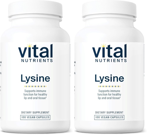 [BRSREAD6CR4A2F3F] Vital Nutrients Lysine | Lysine Supplement Supports Healthy Lip and Oral Tissue | Immune Support Supplement Promotes Calcium Absorption | Gluten, Dairy, Soy Free | Non-GMO | 100 Capsules (Pack of 2)