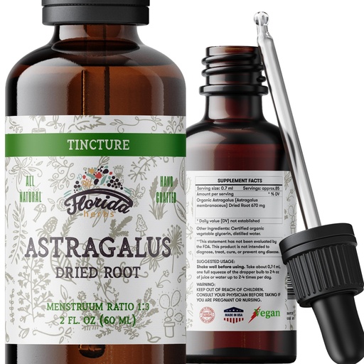 [BRSWGFIDAAORMHL7] Astragalus Tincture, Organic Astragalus Extract (Astragalus membranaceus) Herbal Supplement, Non-GMO in Cold-Pressed Organic Vegetable Glycerin, 700 mg, 2 oz (60 ml)