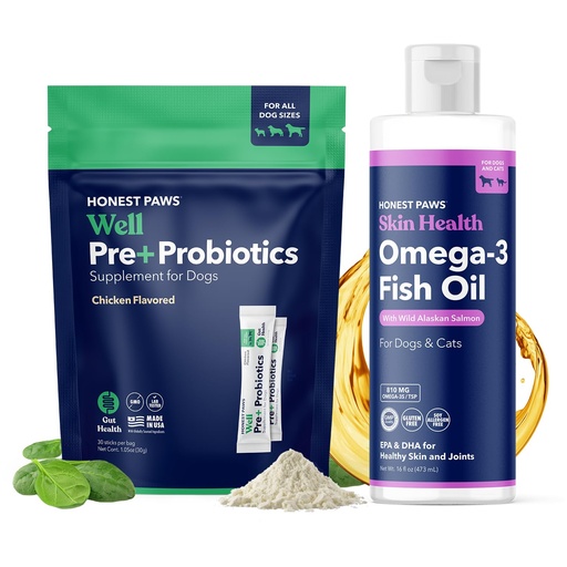 [BRSRACD6OZ6WYDLO] Fish Oil and Probiotics for Dogs and Cats Bundle - Digestive & Immune Support Powder with Prebiotic - Omega-3 Wild Alaskan Salmon Oil - Healthy Skin and Joints