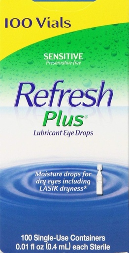 [BRSWKHDYOF5AYGTH] Allergan Refresh Plus Lubricant Eye Drops Single-Use Vials - LargerSize 2Pack (100 ct )