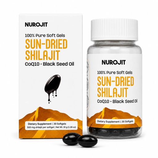 [BRSRYYIEBN7BQETB] Sun-Dried Himalayan Shilajit Softgels Pure Shilajit Resin Inside | Supplement with CoQ10 Ubiquinol and Black Seed Oil, Liquid Resin Capsules, Lab Tested, For Men & Women, 30 Softgels