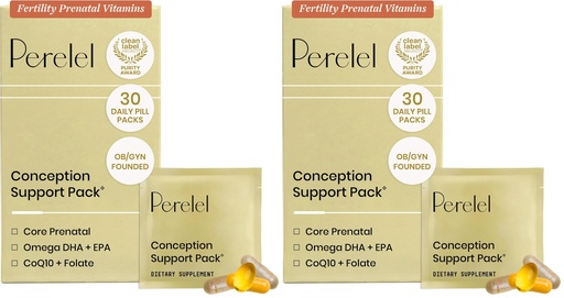 [BRSRY2Y7O57QIEI7] Perelel Conception Support Pack, Prenatal Multivitamin with DHA Omega 3, COQ10 & Folate, Supports Fertility Wellness for Women, Soy & Gluten Free, Non GMO, 30 Daily Pill Packs (Pack of 2)