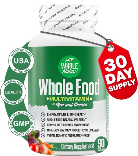 [BRSWKHD4AUPAGCTH] Whole Food Multivitamin for Men and Women Complete Daily Superfood Vitamins Plus Minerals Digestive Enzymes, Probiotics and Omegas. Plant Based Multi Vitamin, Non GMO (1)
