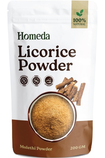 [BRSRGAYQAEBQAYD2] Organic Licorice Root Powder (7.16 oz - 200g), Mulethi Powder Organic for Face, Pure Licorice Root Extract for Skin, Regaliz Raiz Organico Dried Liquorice Roots Herb, Extracto De Regalis 0.4 lb
