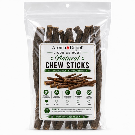 [BRSROAYZBUPAIC3Z] Aroma Depot Licorice Root Chew Sticks, Natural, 4 oz. 6.5–7 Inch