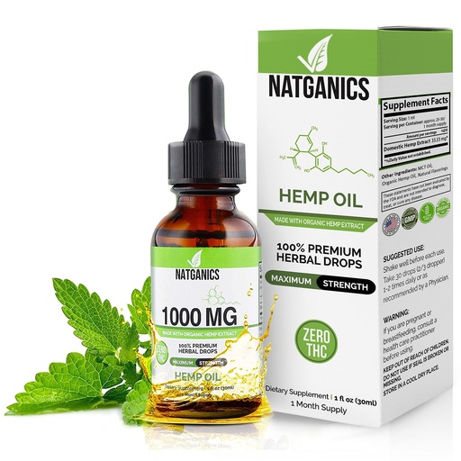 [BRSWGGTRBYNGCET4] Organic Hemp Oil 1000mg - Ultra Premium Hemp Oil Drops 1000mg - Natural Hemp Oil Extract Tincture - Non-GMO Ultra-Pure CO2 Extracted Drops - Omega Fatty Acids 3 6 9 - Organically Grown & Made in USA