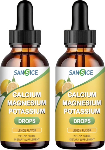 [BRSRAEIHBUBGC2T5] Kalsiumkalium Magnesium Fluid Drops-høy absorpsjon Magnesium Glycinat Complex Flytende-Mineral Supplement med 600 mg Kalsium 1000 mg Kalium for energi søvn Relaxation-2 Pack