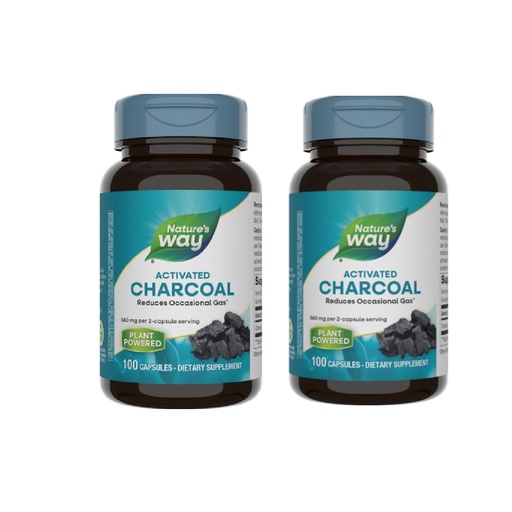 [BRSWKEYFAJ5AMYAZ] Nature's Way Activated Charcoal - Charcoal Supplement that Binds Unwanted Materials & Gas* - Alternative to Powder - Gluten-Free & Dairy-Free - 100 Count - 2 Pack