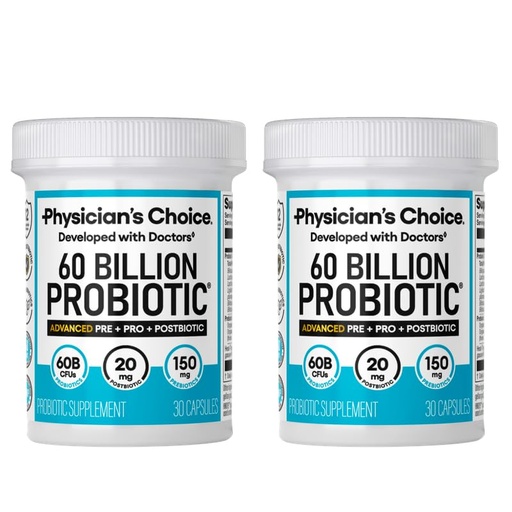[BRSRY2QPDEORGCY4] Physician's CHOICE 60 Billion Probiotic Advanced 3-in-1 30ct 2pk | Advanced Formula - 12 Strains + Postbiotic & Organic Prebiotics for Bloating, Mood, Sleep, Immune, Digestive & Gut Health