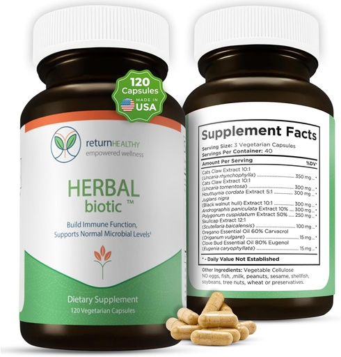 [BRSW2ZQQCMMQKH36] Herbal Biotic, Immune Support Vitaminas, Natural Immune System Booster para Adultos, Immune Support Suplemento Enriquecido con la garra para el equilibrio Probiótico, Salud Digestiva, 120 cápsulas Vegan