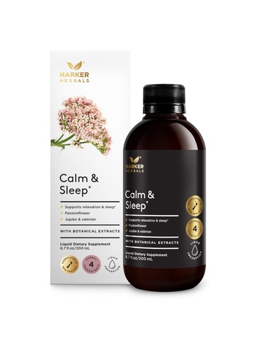 [BRSRECANAENGGGTF] Calm & Sleep Syrup Supplement, 6.7oz | Naturally Support Stress and Improve Sleep with Valerian Root, Hops Flower Extract, and Passionflower