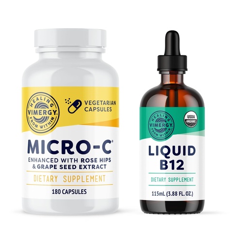 [BRSREFL7AEFBMHLK] Vimergy Micro-C Capsules (180 Count) & Liquid B12 (115 mL) Kit