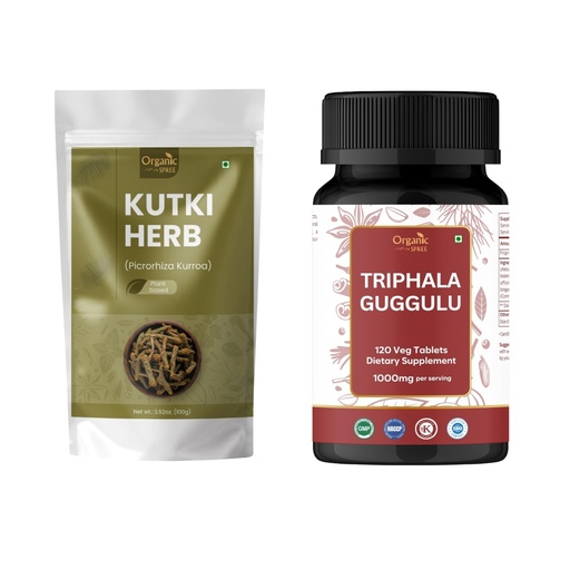 [BRSREHYQCMCBAGTH] ORGANIC SPREE Kutki Herb & Triphala Guggulu Supplement – 100g & 120 Tablets