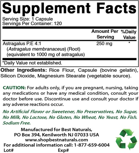 [BRSRMBITBYFQOFDJ] Best Naturals Astragalus 1000 mg & Magnesium Glycinate 425 mg