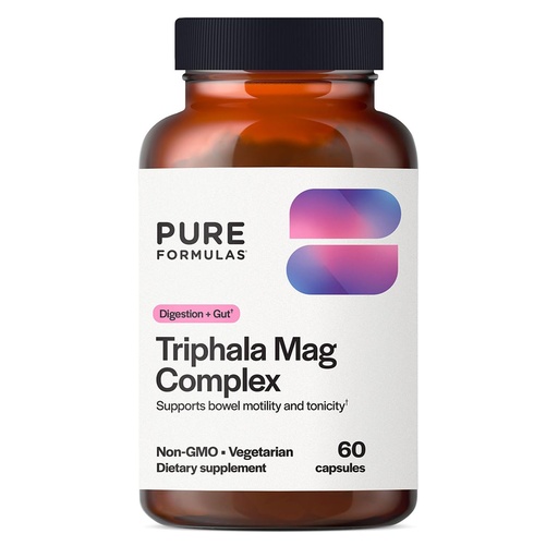 [BRSREAYCAUHBQCQY] PureFormulas Digestive Supplement, Triphala Magnesium Complex for Digestive Support, Bowel Regularity, Gut Wellness, Vegetarian, Gluten-Free, Non-GMO, 60 Capsules