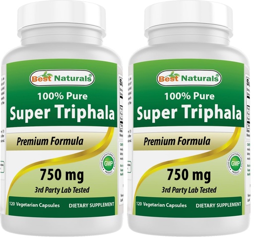 [BRSRGGQZAENQOCAY] Best Naturals Triphala 750 mg 120 Vcaps (Pack of 2)