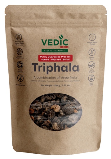 [BRSRACYZOJ4B42QY] Vedic Herbs Triphala Herb Natural Ayurvedic Supplement, 150g/5.29 Oz, Gluten Free
