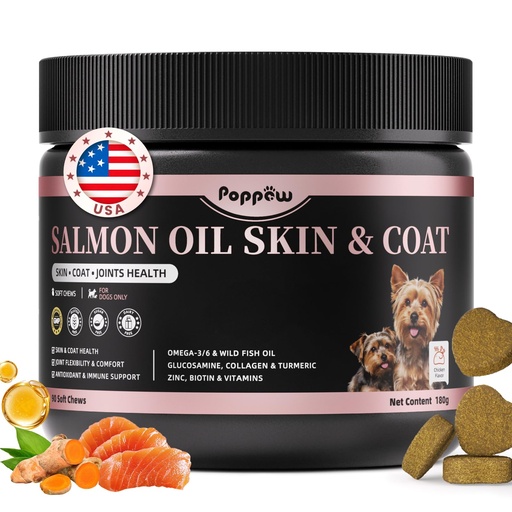 [BRSREAAHOAHG2AYZ] Salmon Oil for Dogs Skin & Coat, 13 in 1 Wild Alaskan Fish Oil for Dogs | Omega 3 EPA & DHA & ALA Fatty Acids, Dog Allergy Relief Chews, Joint & Immune Support, 90 Count, Chicken Flavor, Soft Chews