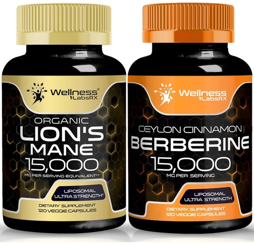 [BRSROCT3OUJROCD3] WELLNESS LABSRX Lions Mane Capsules and Berberine Capsules | Bundle