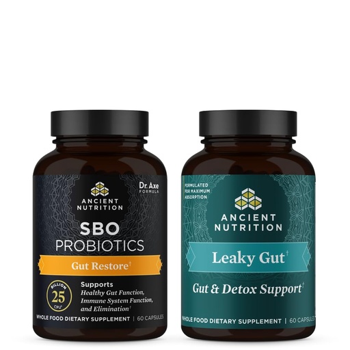 [BRSROCQ5BYNBUAIY] Ancient Nutrition SBO Gut Restore Probiotics Capsules, 60 Count + Leaky Gut Capsules, 60 Count