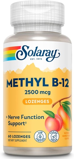 [BRSWIYICAABGYDTG] SOLARAY B 12 Methyl Lozenge Supplement, 2500mcg | 60 Count