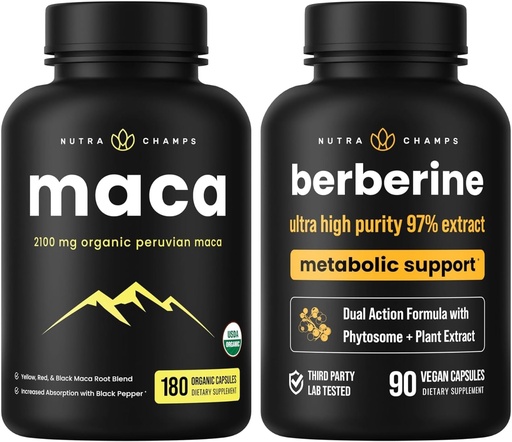 [BRSRAFLQCMHQGG33] NutraChamps Complete Hormonal & Metabolic Support: Maca & Berberine Duo