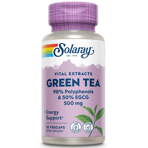 [BRSWIYTQAYBBE3Y3] SOLARAY Guaranteed Potency Green Tea Leaf Extract Double Strength, Veg Cap (Btl-Plastic) 500mg | 30ct