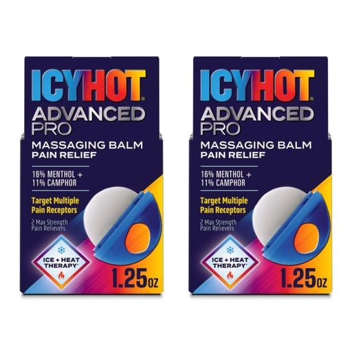 [BRSRGFARDIARUA37] Icy Hot Advanced PRO Pain Relief Massaging Balm, Fast-Acting Max Strength Pain Relief with Menthol 16% and Camphor 11% for Backaches, Joints, Muscle Strains and Arthritis, 1.25 oz, 2 pk