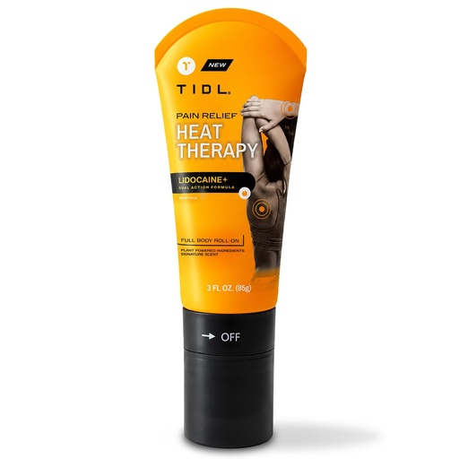 [BRSRMAYRO55GGHTH] TIDL Heat Therapy Roll-On Pain Reliever, Menthol Lidocaine+, 3 fl oz | Dual Action Formula Anti-Inflammatory Warming Botanical Massaging Roller for Muscle Joint Shoulder Back Pain Relief