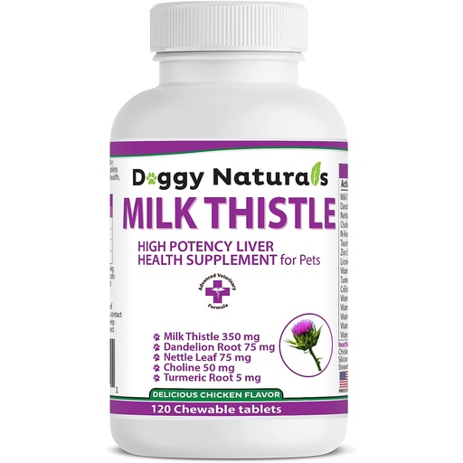 [BRSROZIEA57QAC3X] Milk Thistle for Dogs with High Potency Liver Health Supplement for Pets (120 tabs)