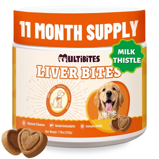 [BRSRGHT7DEFRM3TP] Liver Support for Dogs, Milk Thistle Supplement, 330 Chews | with Natural Silymarin, SAMe, Turmeric for Dogs | Supports Liver Health, Detox & Antioxidant | Immune, Digestive & Gut Health