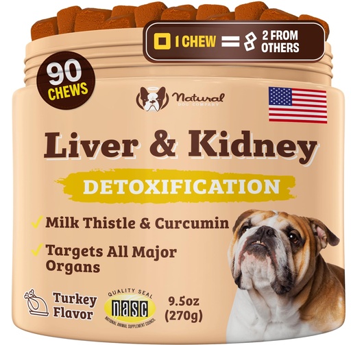 [BRSROFAEDIIWM3IU] Natural Dog Company Liver & Kidney Supplement for Dogs – 90 Soft Chews with Milk Thistle, Cranberry, Dandelion Root, Turmeric & Astragalus – Supports Liver Function, Kidney Health & Overall Wellness